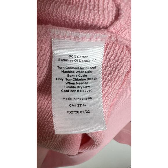 TALBOTS Embroidered Crewneck Sweatshirt LARGE Pink Top Floral Sleeves NWOT - Picture 6 of 8